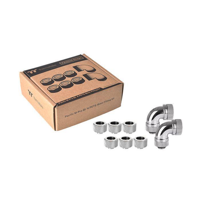 Thermaltake Pacific M-Pro G1/4 PETG 16mm Fitting Kit- Chrome - وصلات أنابيب